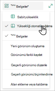 Kılavuz görünümü modundayken, Sabit yükseklik ve Yüksekliği otomatik sığdır seçeneklerini görürsünüz.