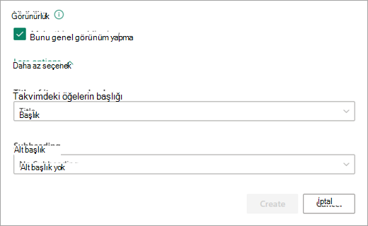 Takviminiz için istediğiniz görünürlük düzeyini ekleyin.