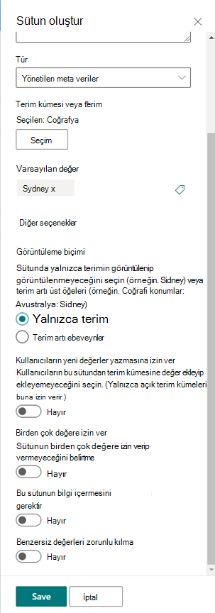 Sütun1 oluştur