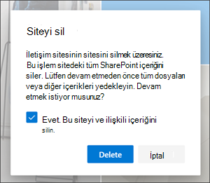Site onayını sil