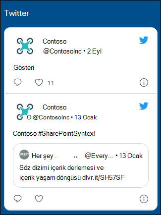 Twitter web bölümünün önizlemesi.