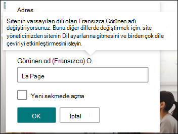 Düzenlenmekte olan gezinti bağlantısının resmi.
