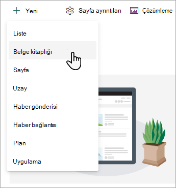 Yeni bir belge kitaplığı oluşturmak için Yeni'yi ve ardından Belge kitaplığı'nı seçin.