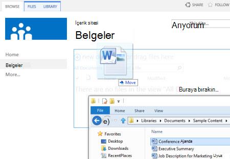 Dosyaları kitaplığa sürükleyin
