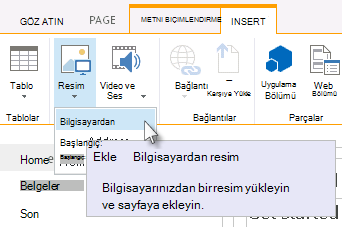 Bilgisayardan resim ekleme seçeneği