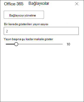 Office 365Office 365Office 365 bağlayıcısı düzenleme bölmesinin ekran görüntüsü