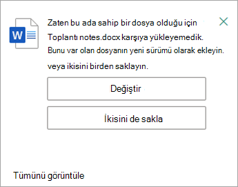 Yüklediğiniz dosyanın her iki kopyasını da değiştirme veya tutma şansınız vardır.