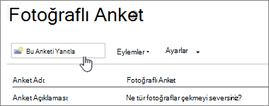 Bu anketi yanıtla seçeneğinin vurgulandığı anket sayfasının ekran görüntüsü.