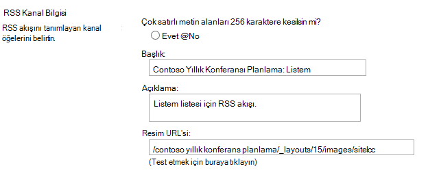 RSS Kanal Bilgisi