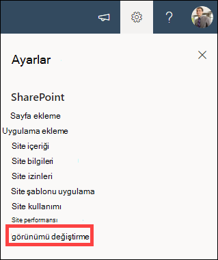 Görünümü değiştir seçeneğinin vurgulandığı Ayarlar seçeneği açıldı.