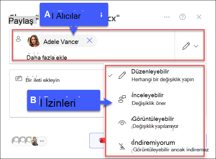 Belirli kişilerle paylaşılan ekran görüntüsü