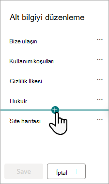 Alt Bilgiyi Düzenle iletişim kutusu.