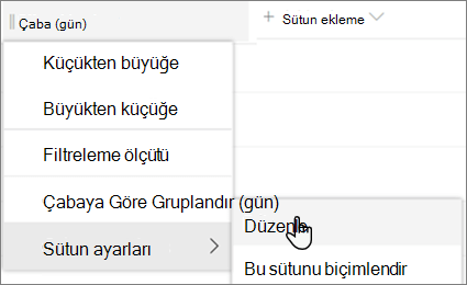 SharePoint'te Sil seçeneğinin seçili olduğu Sütunu düzenle bölmesi