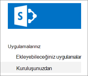 Kuruluşunuzdan seçeneğinin vurgulandığı Hızlı Başlat çubuğu