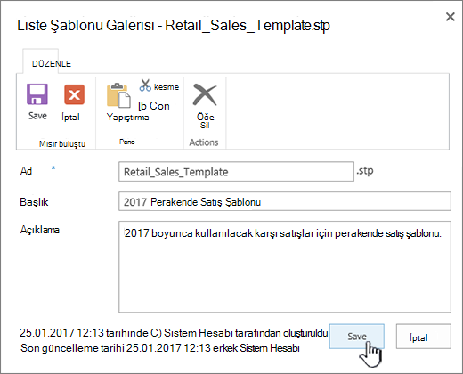 Liste şablonları özelliklerini düzenleme