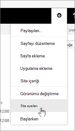 Ayarlar düğmesinin altındaki site ayarları seçeneği