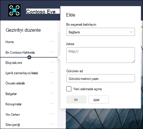 SharePoint ekip sitesi sol gezintisine bir bağlantı ekleme