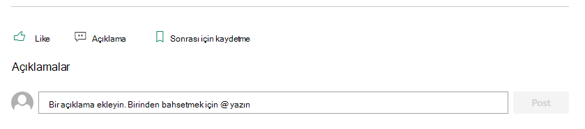 SharePoint sayfasının Açıklamalar bölümü, okuyucuların yazara geri bildirimde bulunmasına olanak tanır.