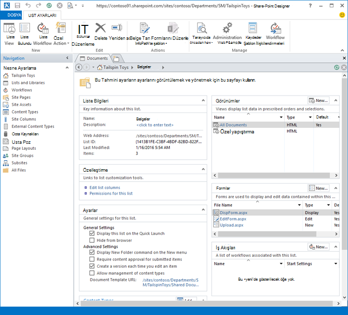 SharePoint DesignerDesigner 2013 ön sayfasının resmi.