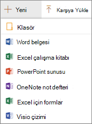 Yeni ve Karşıya Yükle komutları
