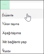 Soldaki menüde bir bağlantıyı düzenleme