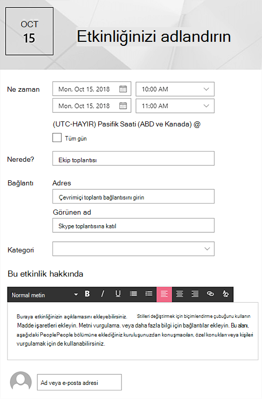 Etkinlik sayfası
