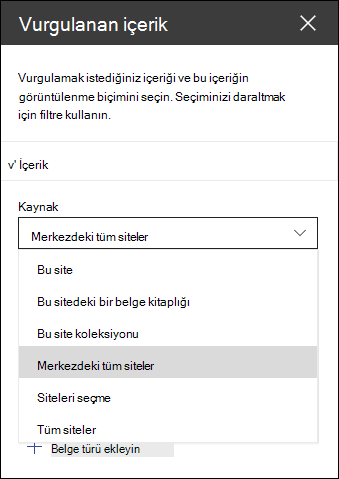 Vurgulanan içerik web bölümü araç bölmesi