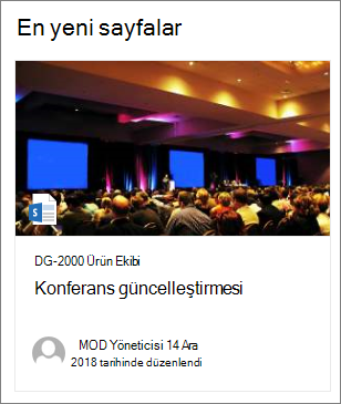 Vurgulanan içerik web bölümünde sayfa küçük resim görüntüsü örneği