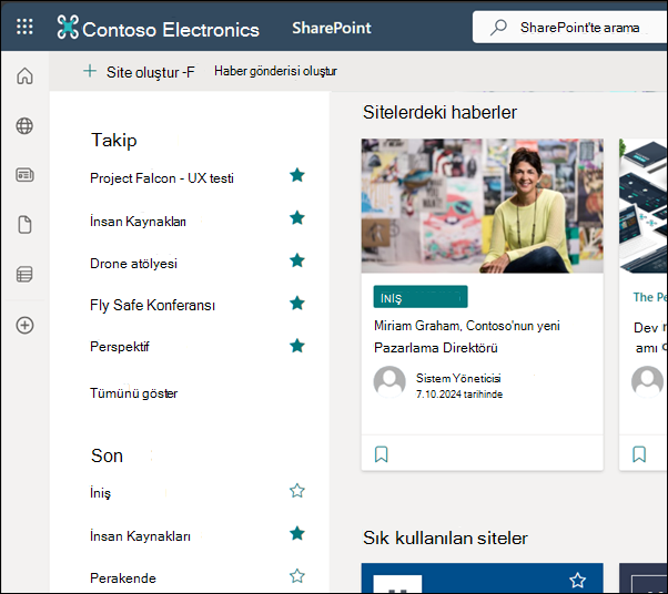 SharePoint Online giriş sayfası