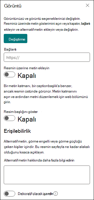 Görüntü web bölümü araç kutusu