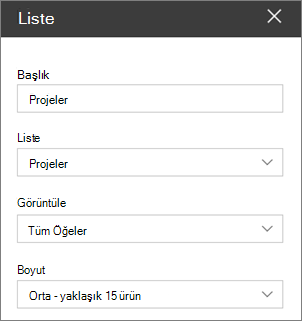 Liste web bölümü ayarları