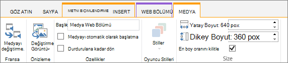 Düzenle şeridindeki Medya sekmesi