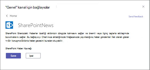 Haber bağlayıcısı iletişim kutusu