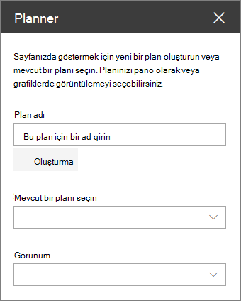 Planner web bölümü araç kutusu