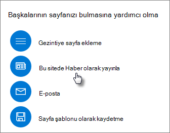 Bu sitede Haber Olarak Yayınla'yı gösteren Tanıtım paneli