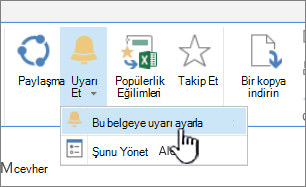 TFilesFiles sekmesi, Bu belgede Uyarı Ayarla vurgulanmış