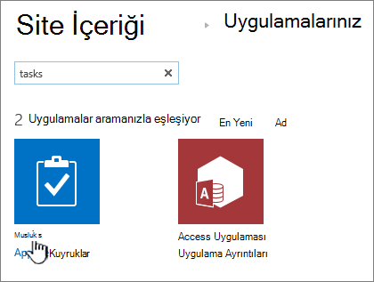 Arama kutusuna görev yazın ve görevi seçin