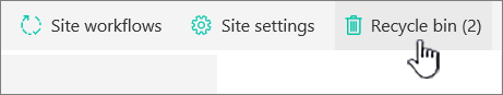 SharePoint Online Site İçeriği sayfası Geri Dönüşüm düğmesi