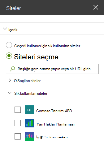 Siteler web bölümü ayarları