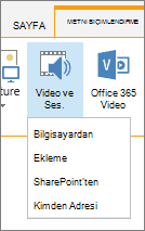 Düzenleme şeridindeki Video veya ses ekle düğmesi