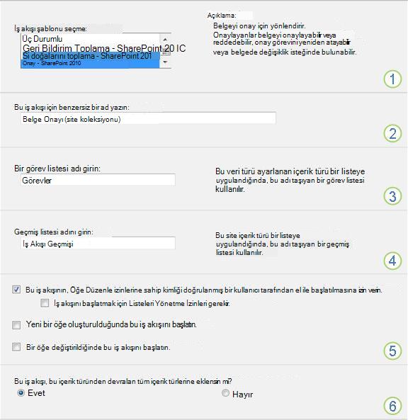 İş akışı kurulum sayfası
