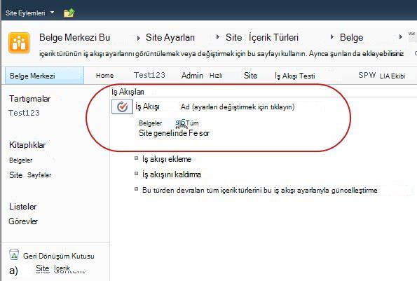 İç akışı ayarlarını değiştirme bağlantısı
