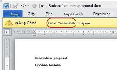 İncelenecek öğe; Lütfen Onaylayın metni çizgilerle belirtilmiş