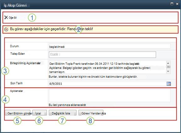 Görüş Topla görev formu; alanlar çizgilerle belirtilmiş