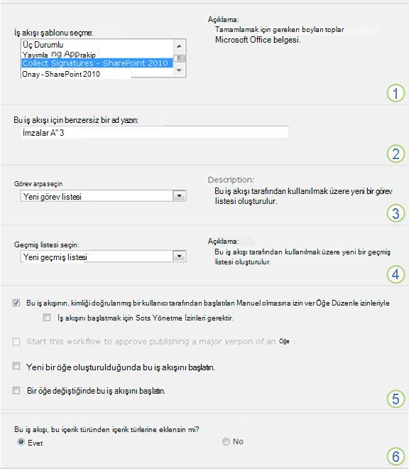 İlişkilendirme formunun ilk sayfası; seçenekler çizgilerle belirtilmiş