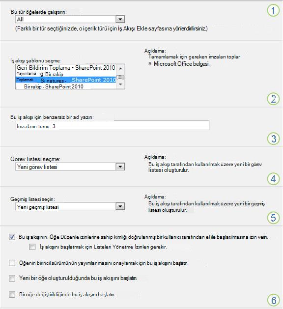 Tek bir liste veya kitaplık için ilişkilendirme formunun ilk sayfası