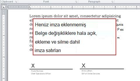 İlk imzası olmayan ve bu nedenle değişikliklere halen açık belge