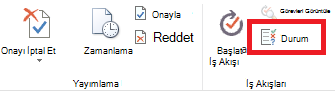 Onay durumu düğmesini gösteren şerit