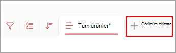 Komut çubuğundaki Görünüm ekle komutunun ekran görüntüsü.