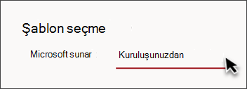 Site şablonu seçicisinde 'Kuruluşunuzdan' yazan sekmenin resmi